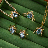 Original “Blue Rose Never Sleeps” Collection – Unique Blue Spider Jewelry (Stud Earrings, Ear Cuff, Adjustable Ring)